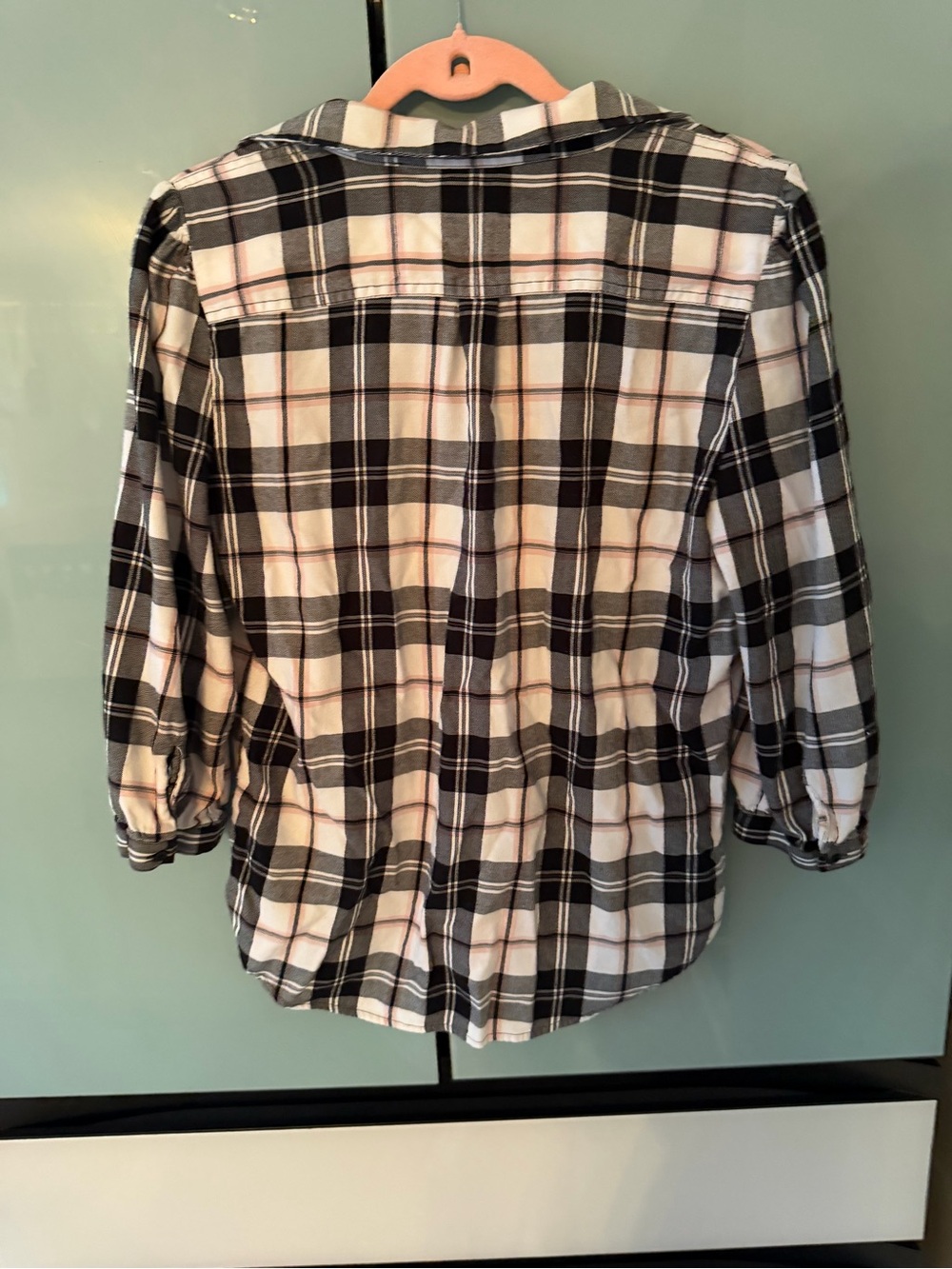Karl Lagerfeld Black and White Plaid Button-Front Shirt - Picture 4 of 4